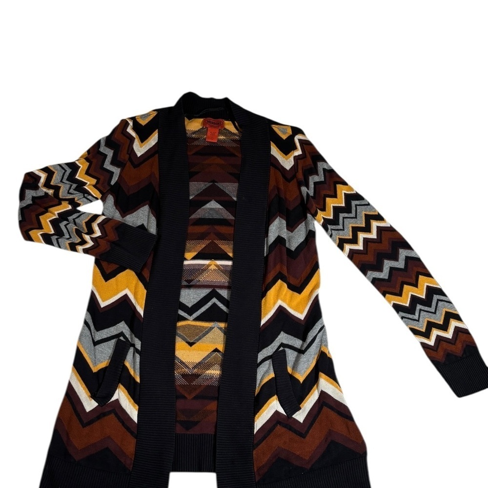 Missoni For Target Womens Wool Blend Chevron Cardigan size M Brown Open Front